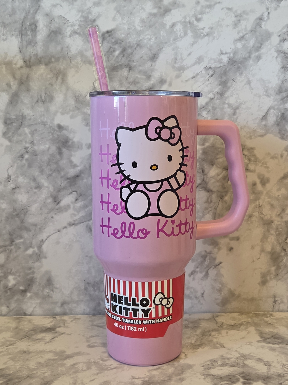 Hello Kitty Pink Stainless Steel Tumbler with Handle - 40 OZ